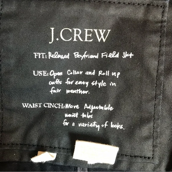 J CREW Black Cotton Relaxed Boyfriend Field Utility Jacket - Picture 8 of 11